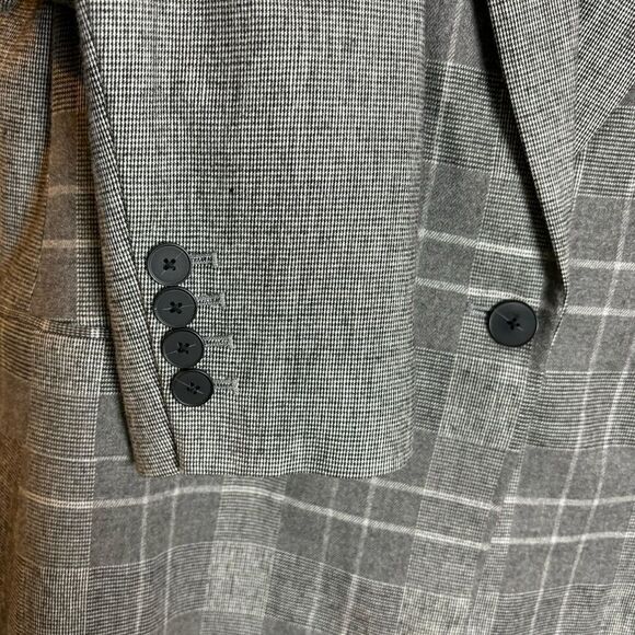 Carlisle New York Grey Black Grid Pattern Wool Blend Blazer Jacket Size 12 - Picture 6 of 12